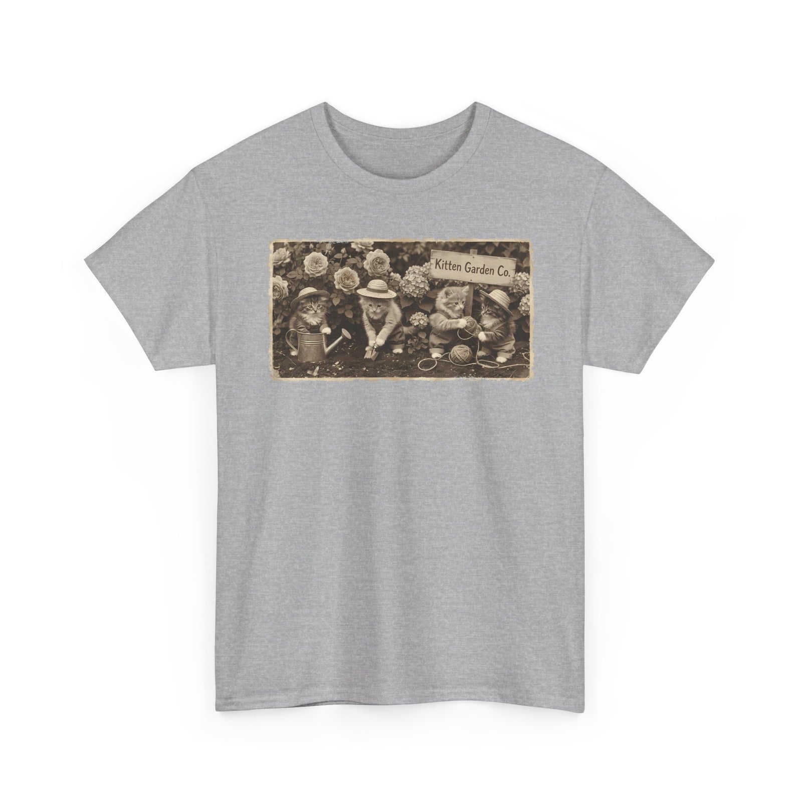 Vintage Kittens in the Garden T-Shirt — Cute Floral Cat Tee