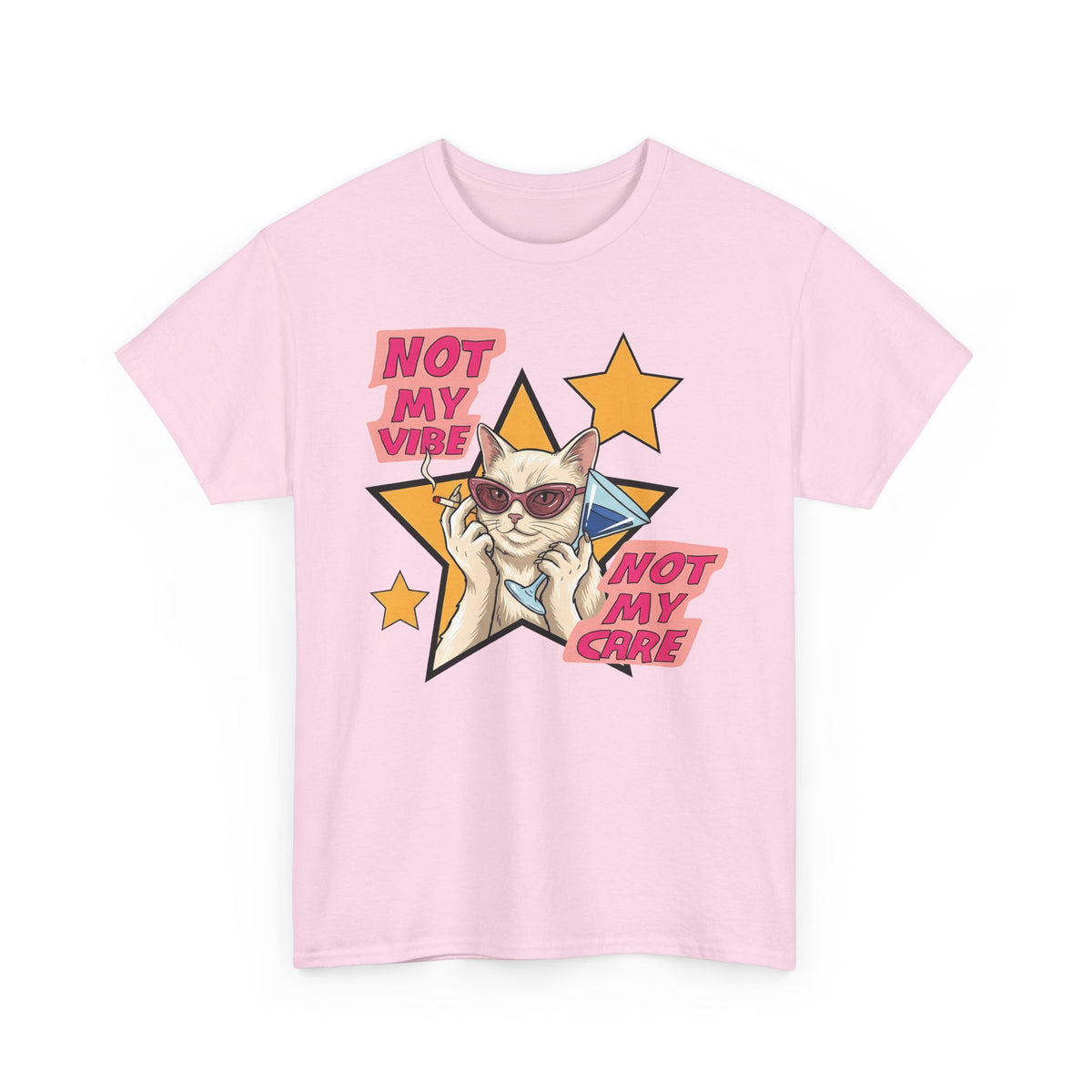 Not My Care Retro Cat T-Shirt — Unbothered Pop Art Feline Tee