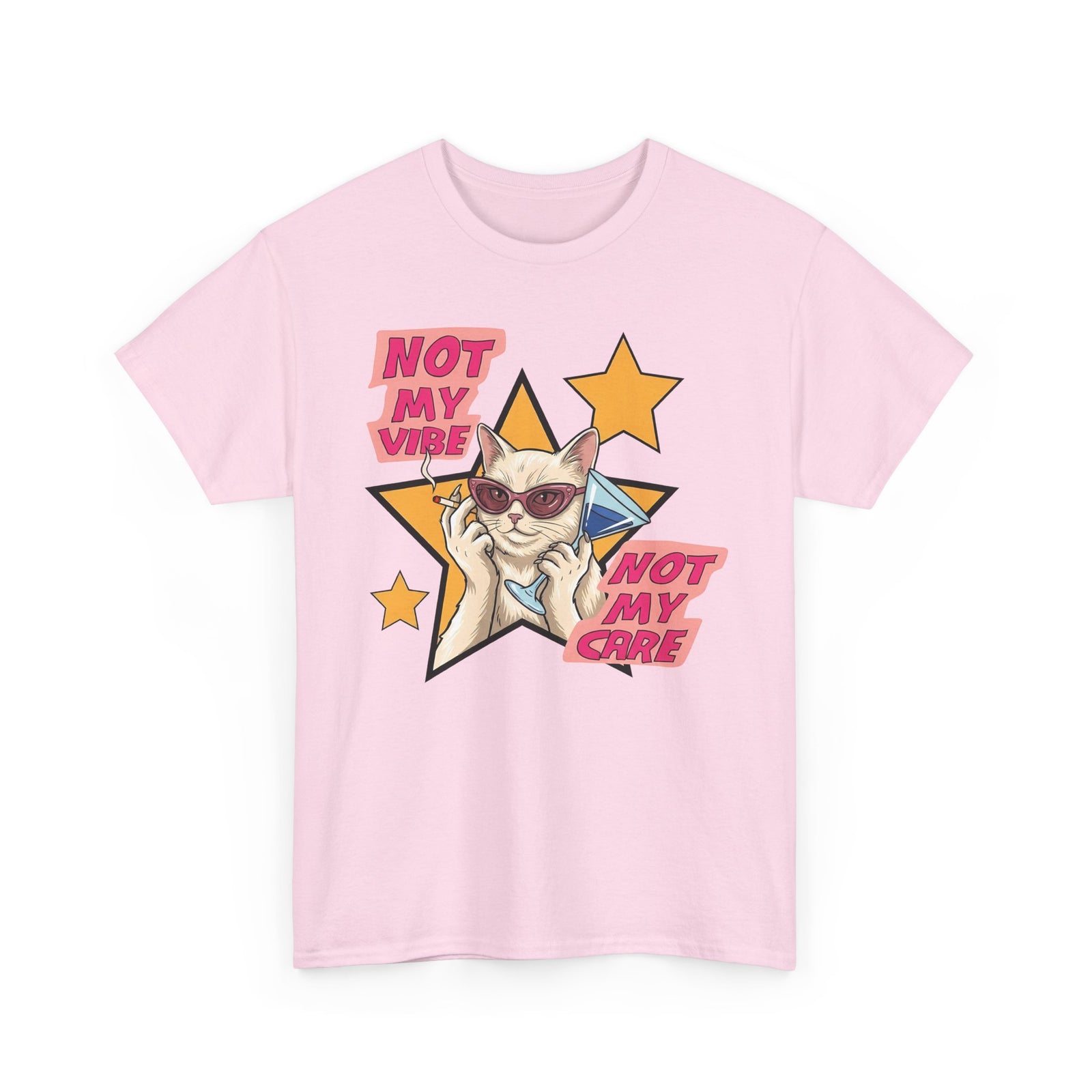 Not My Care Retro Cat T-Shirt — Unbothered Pop Art Feline Tee