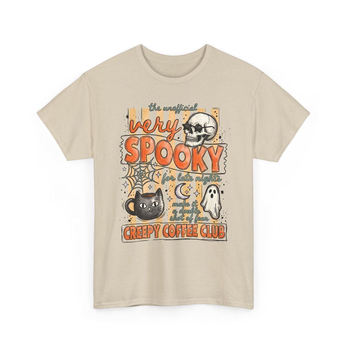 Creepy Coffee Club Black Cat Mug T-Shirt — Very Spooky Halloween Coffee Tee