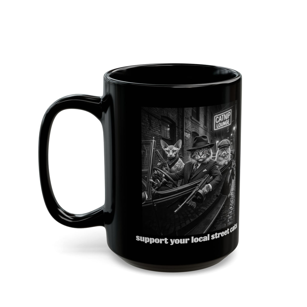 Support Your Local Street Cats T‑Mug — Retro Rescue Cat Mug