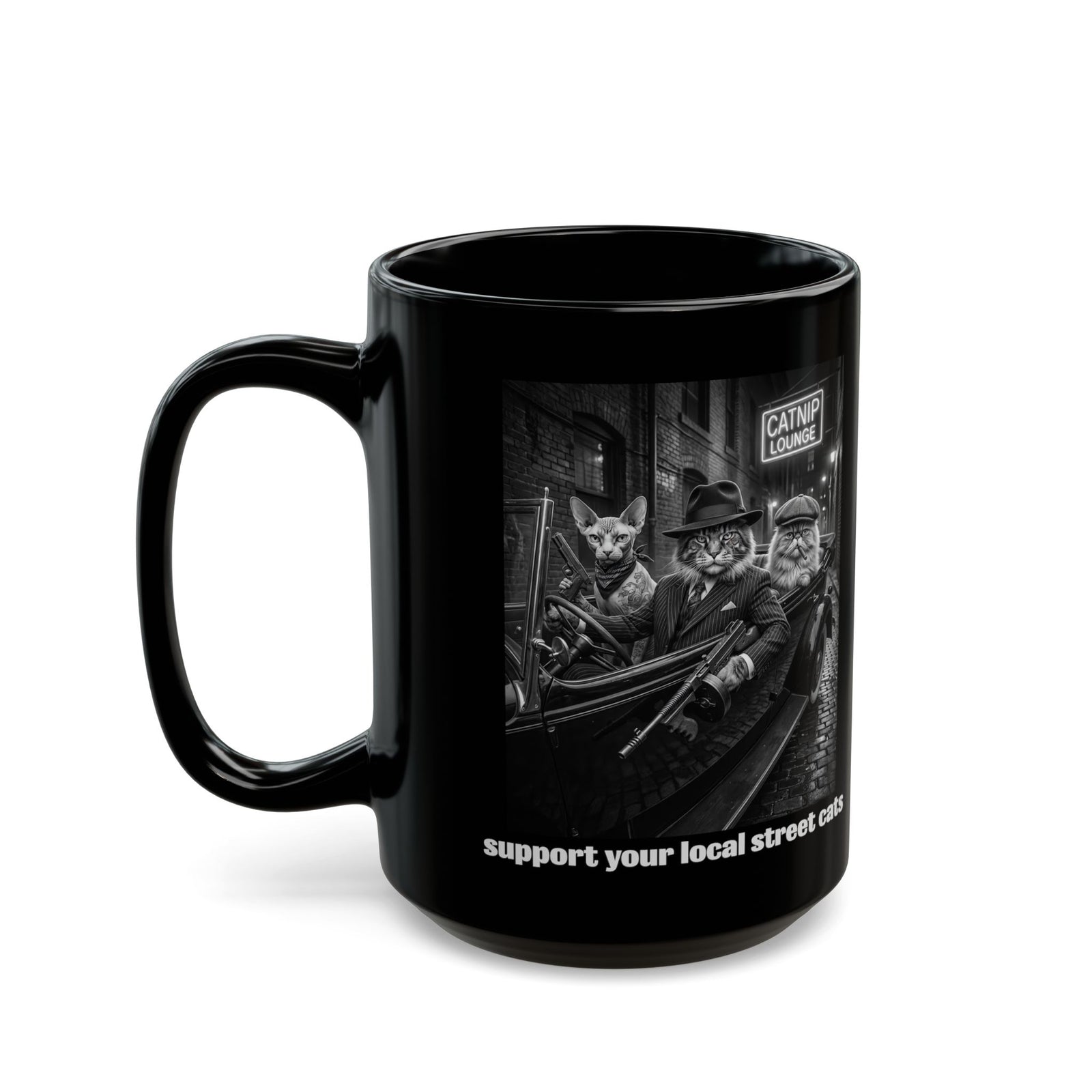 Support Your Local Street Cats T‑Mug — Retro Rescue Cat Mug