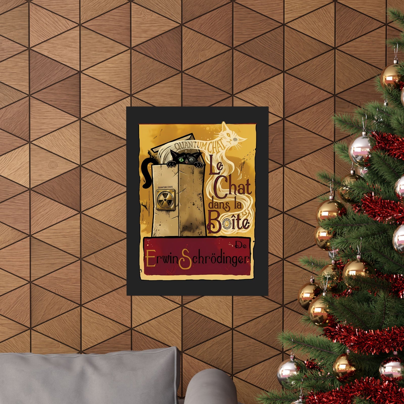 Le Chat dans la Boite Cat Poster — Cute French Cat Graphic Poster