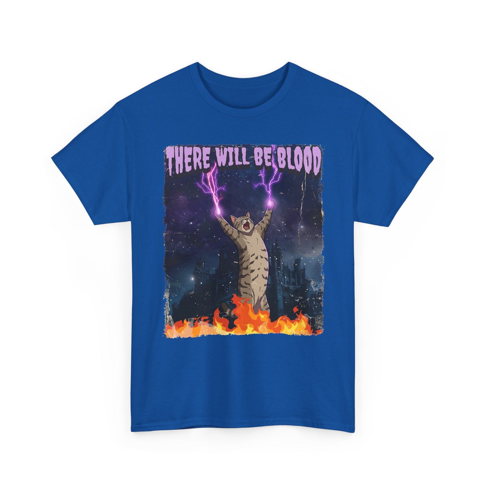 There Will Be Blood Cat T‑Shirt – Gothic Fire Magic Graphic Tee