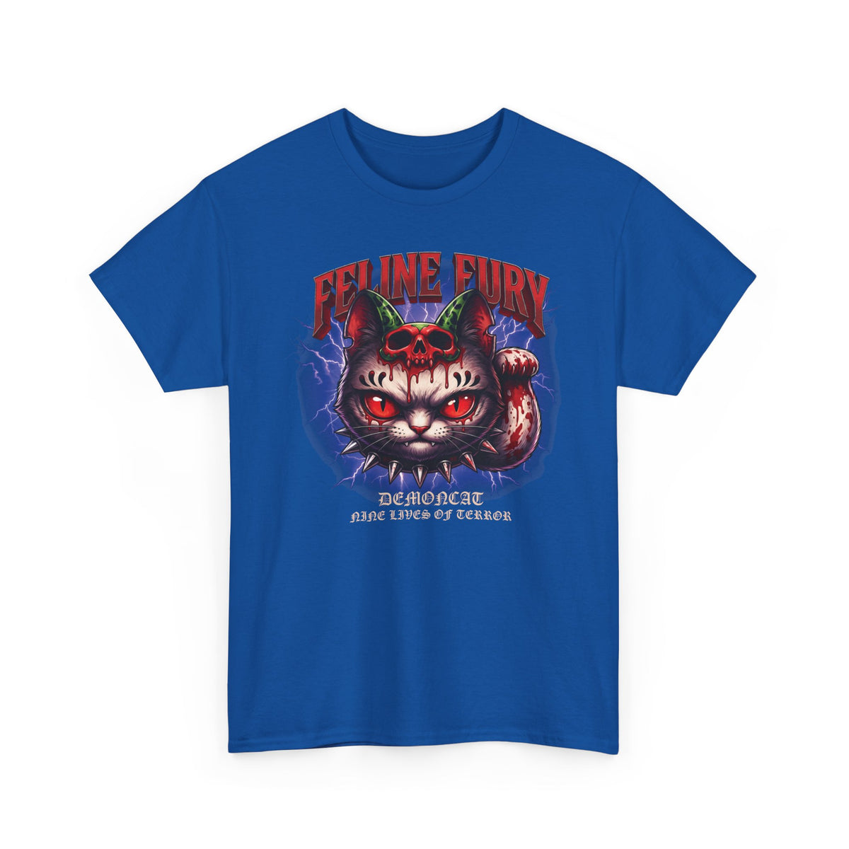 Feline Fury Demoncat T-Shirt — Heavy Metal Horror Gothic Cat Tee