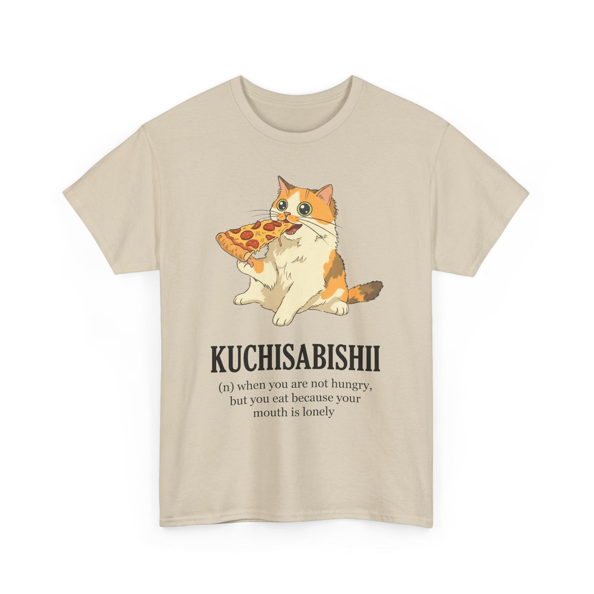 Kuchisabishii Lonely Mouth T-Shirt — Funny Cat Eating Pizza Tee