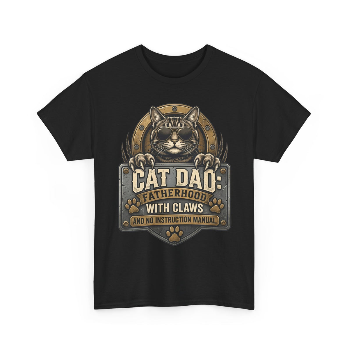 Cat Dad T-Shirt — "Fatherhood with Claws" Funny Cat Lover Tee