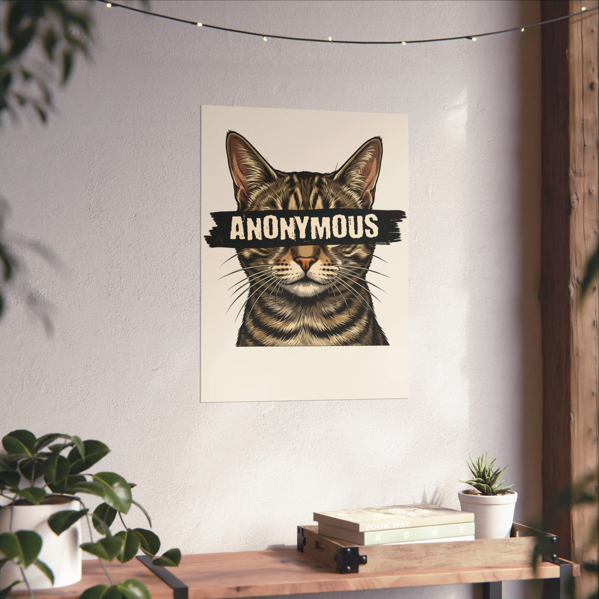 "Anonymous" Censored Cat Poster, Edgy Feline Graphic Poster