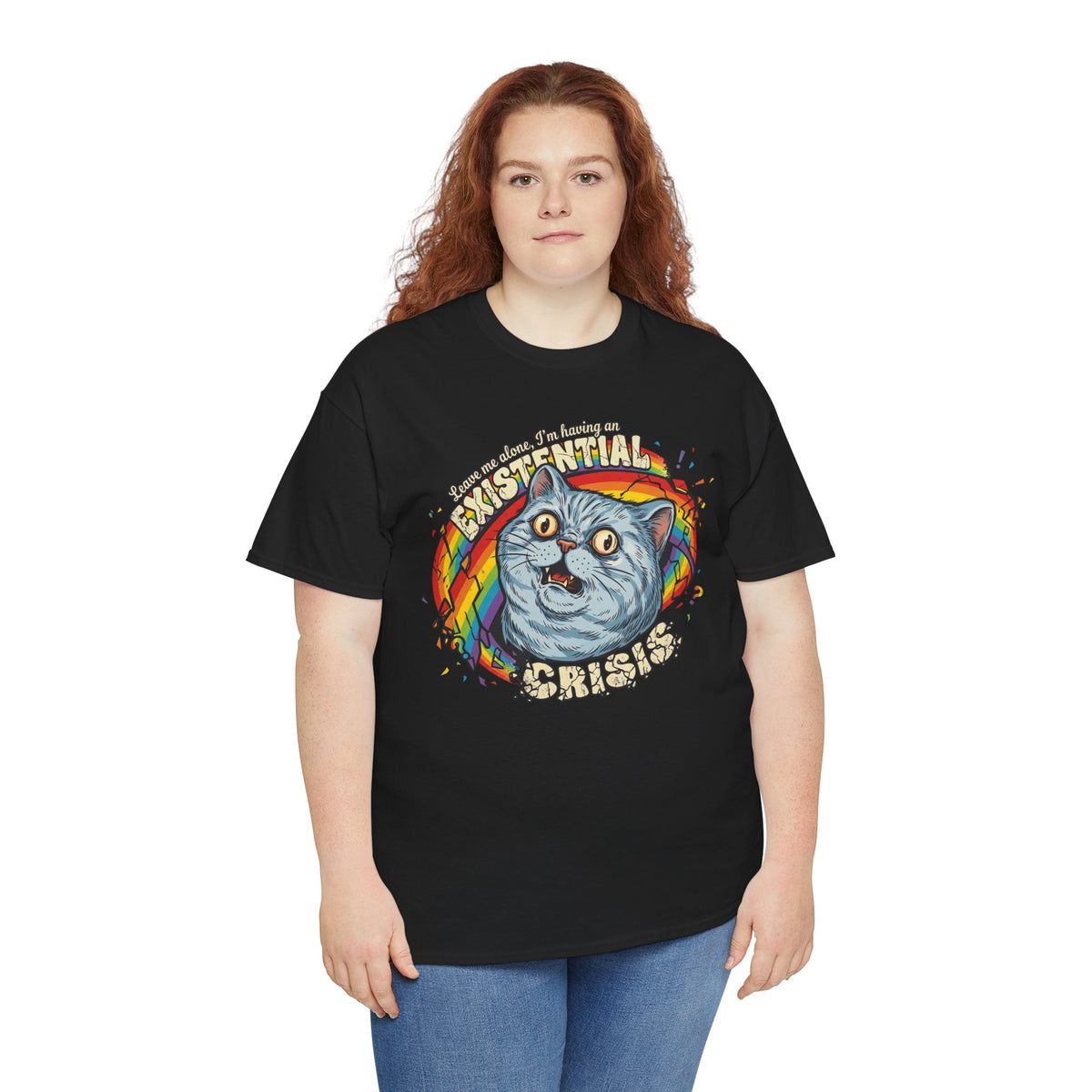 Funny Cat T‑Shirt — "Leave Me Alone, I'm Having an EXISTENTIAL CRISIS"