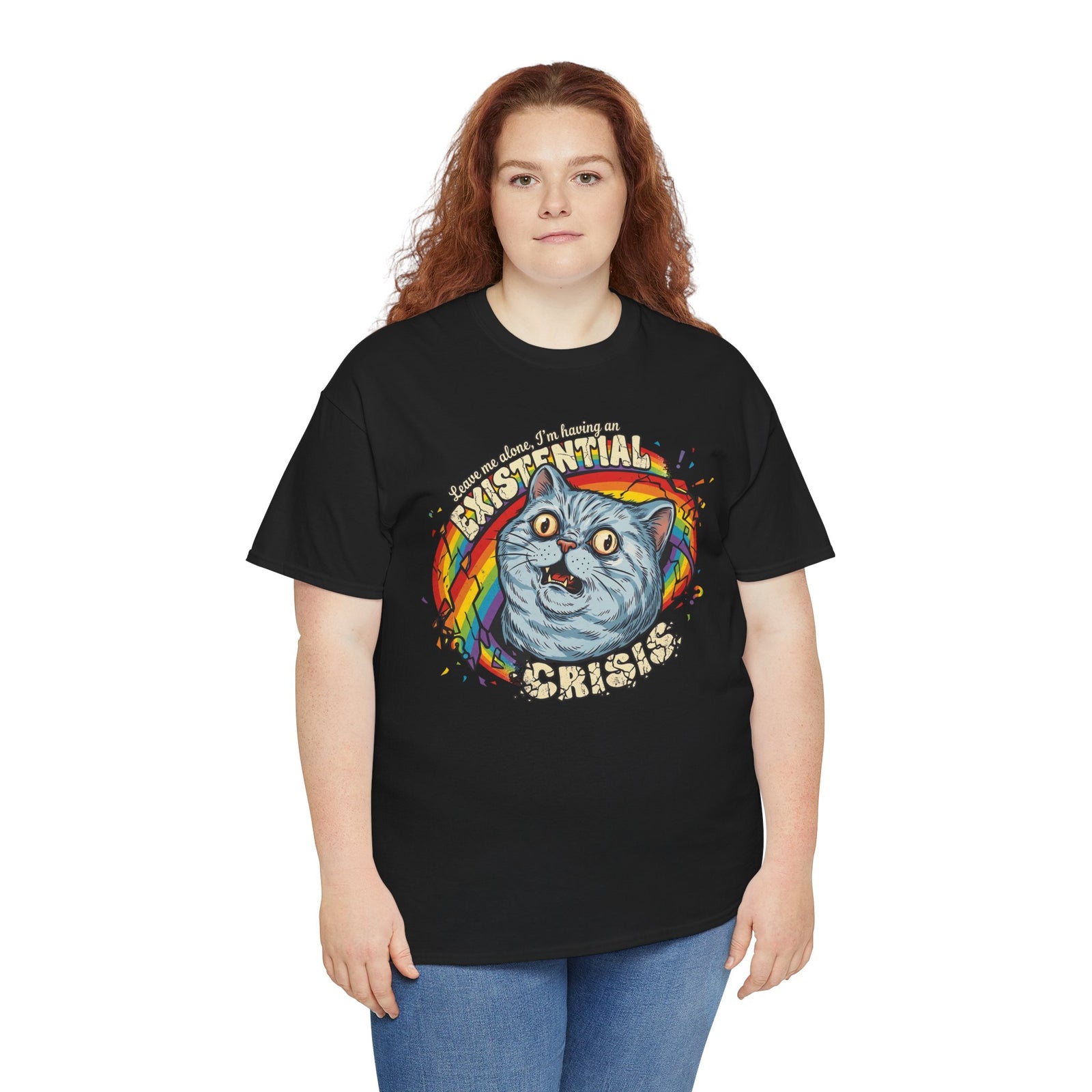 Funny Cat T‑Shirt — "Leave Me Alone, I'm Having an EXISTENTIAL CRISIS"