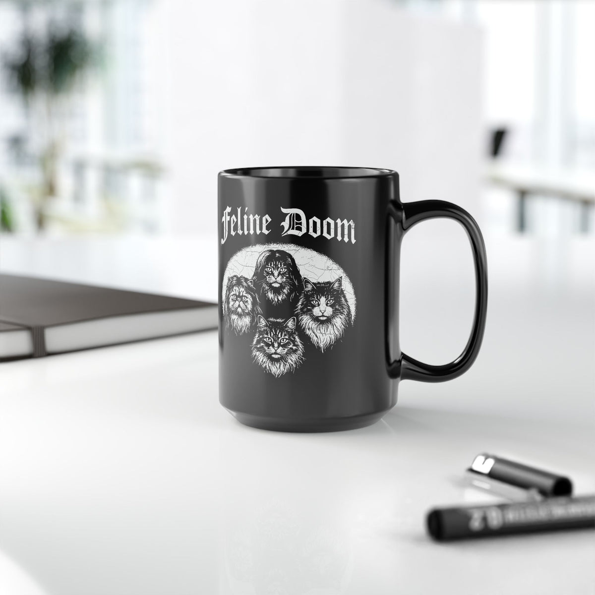 Feline Doom Cat Sabbath Black Mug