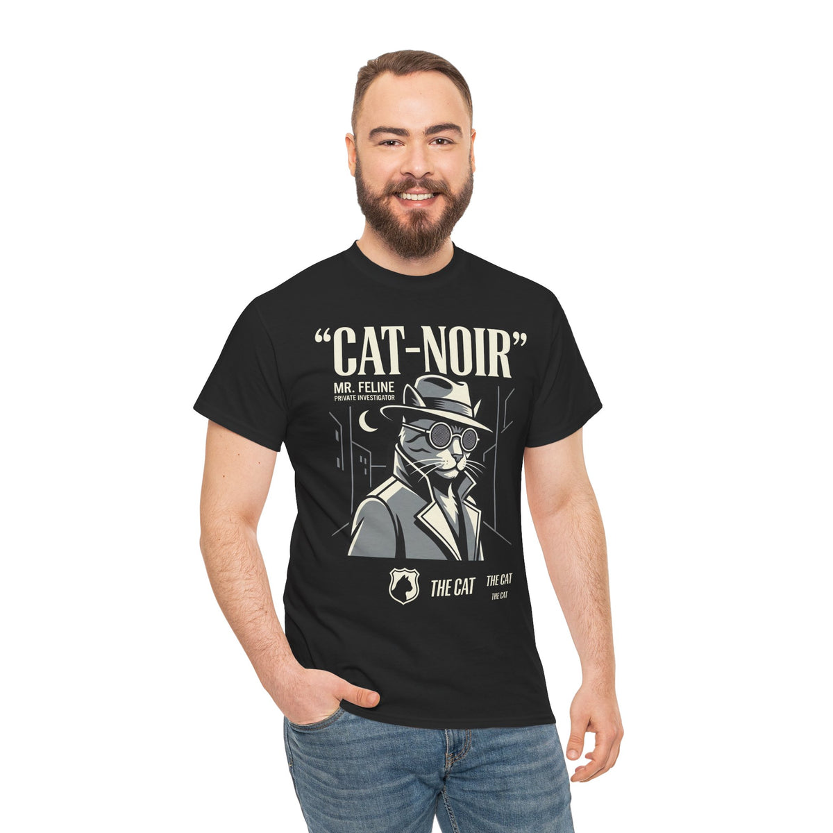 Detective Cat T-Shirt — Vintage Noir Graphic Tee