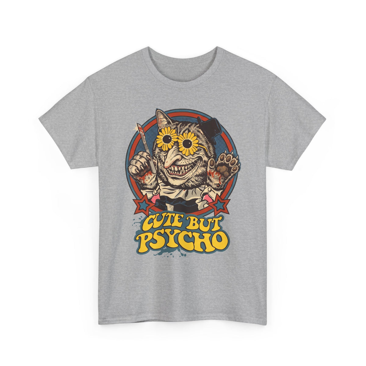 Cute But Psycho Cat T-Shirt — Creepy Vintage Horror Feline Tee
