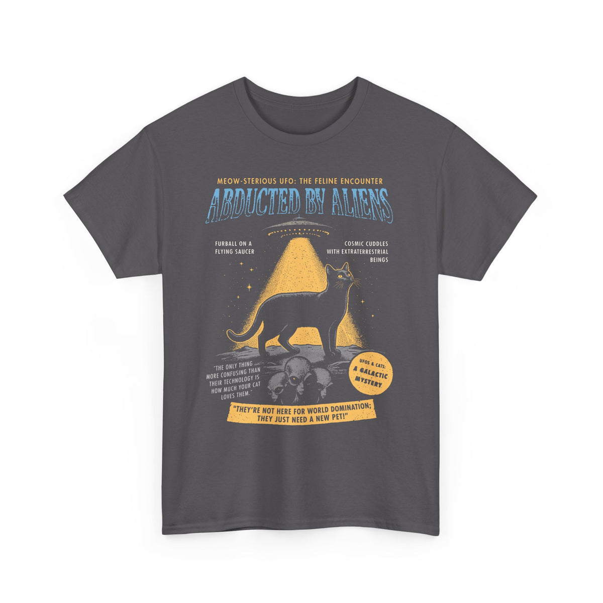 Abducted by Aliens Black Cat T-Shirt — Cute UFO Cat Tee