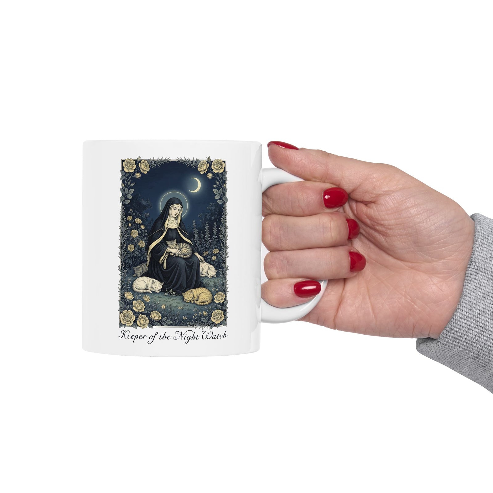 Keeper of the Night Watch Gertrude of Nivelles Cats Ceramic Mug