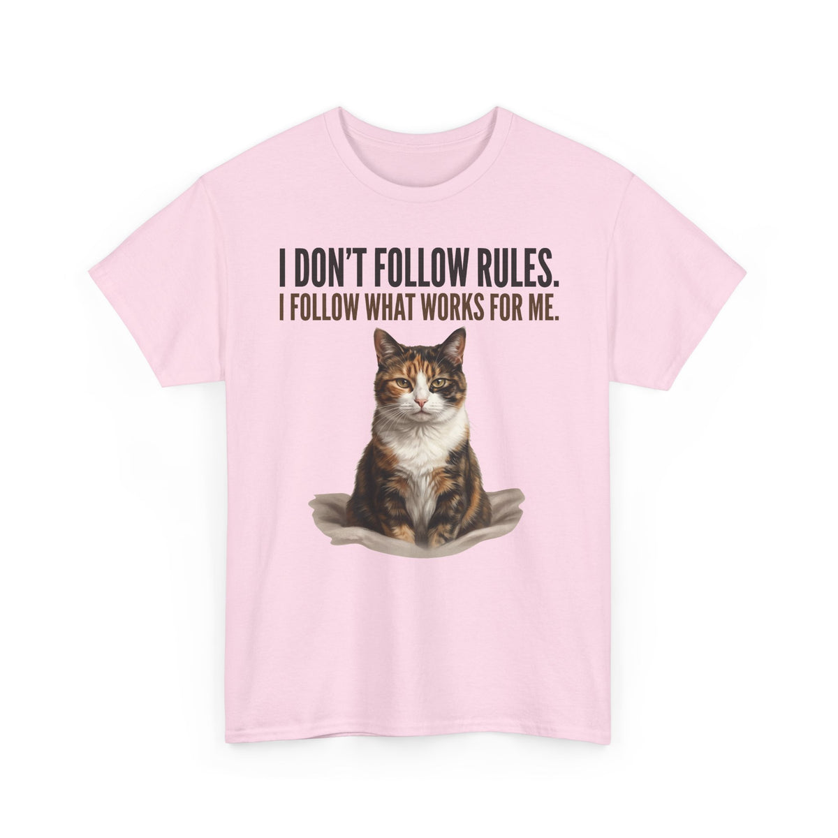 Cat Lover T-Shirt — “I Don't Follow Rules, I Follow What Works For Me” Graphic Tee