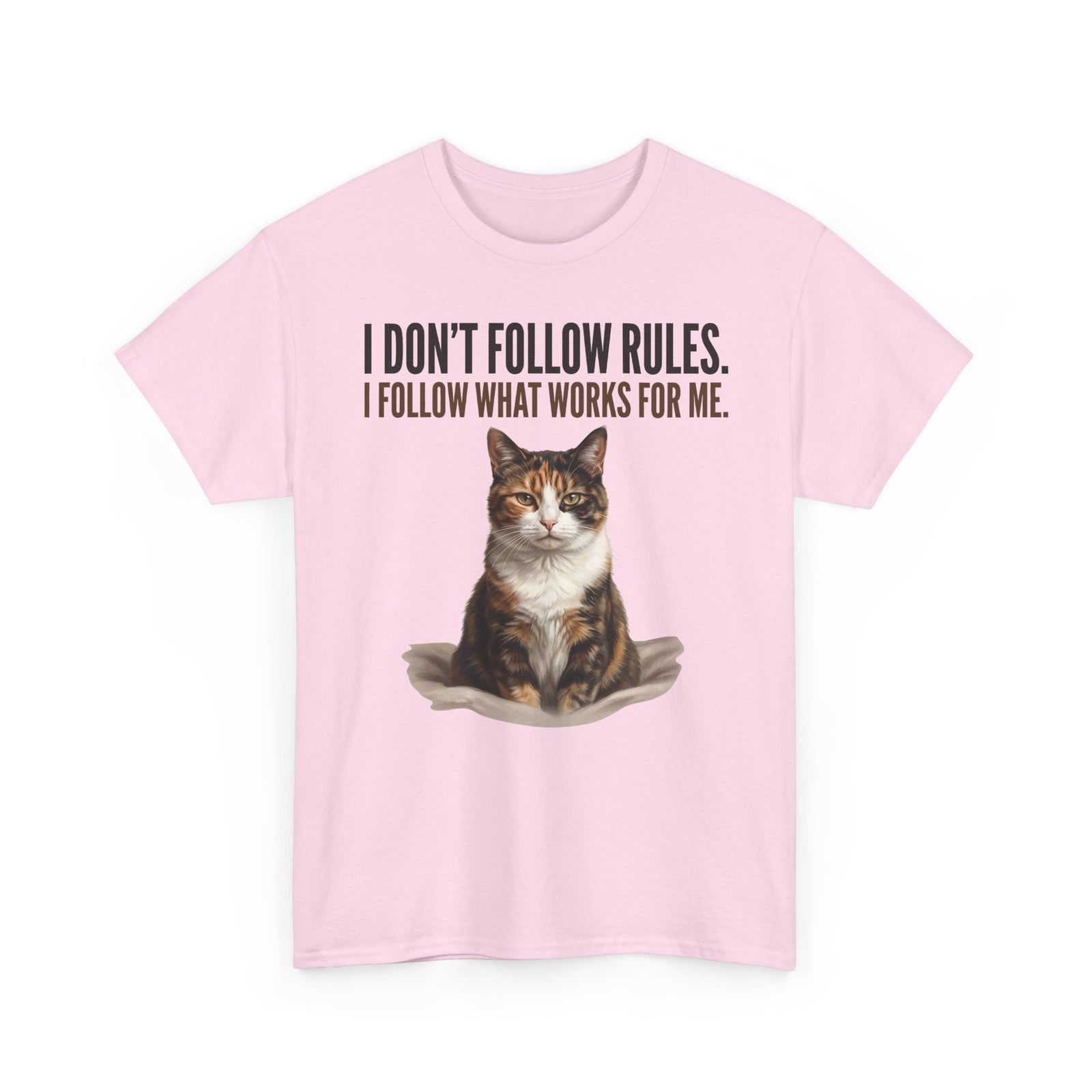 Cat Lover T-Shirt — “I Don't Follow Rules, I Follow What Works For Me” Graphic Tee
