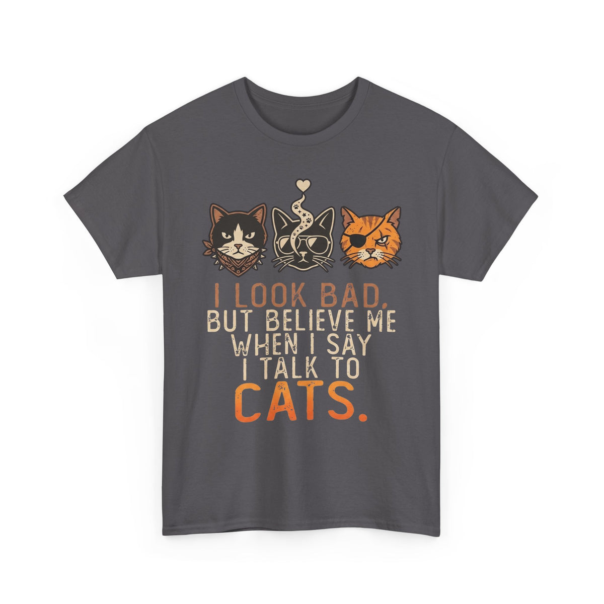 I Talk to Cats T-Shirt – Funny Cat Lover Tee with Cat Faces