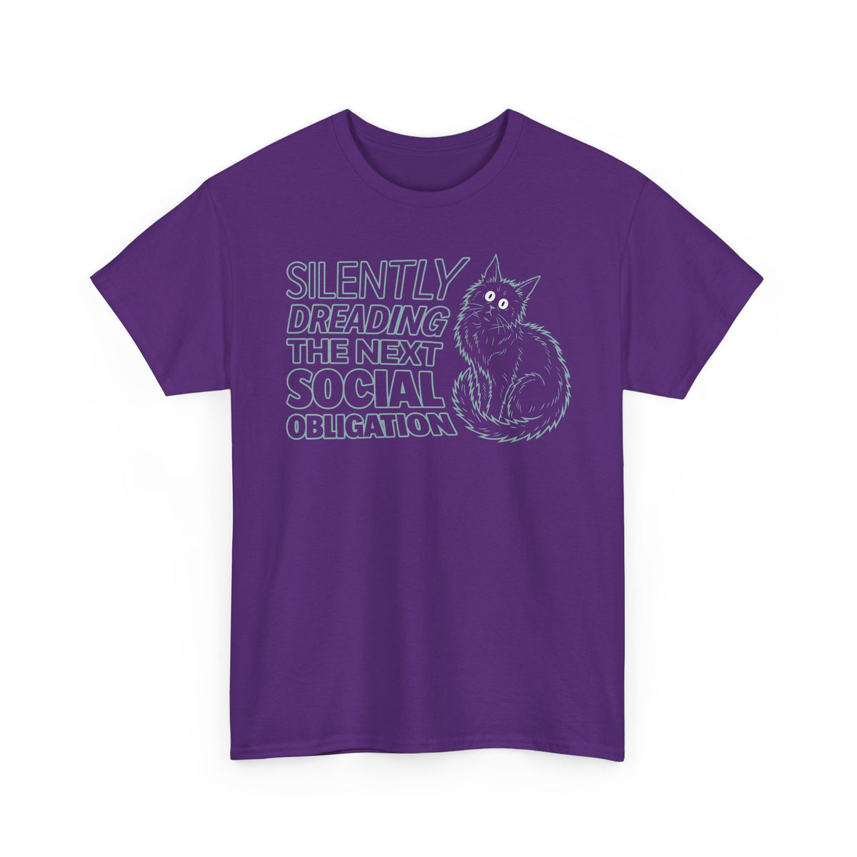 Introvert Cat T-Shirt — "Silently Dreading the Next Social Obligation"