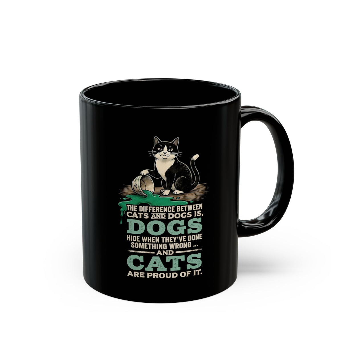 Cats Aren't Guilty Black Mug — Funny Cat Lover Mug