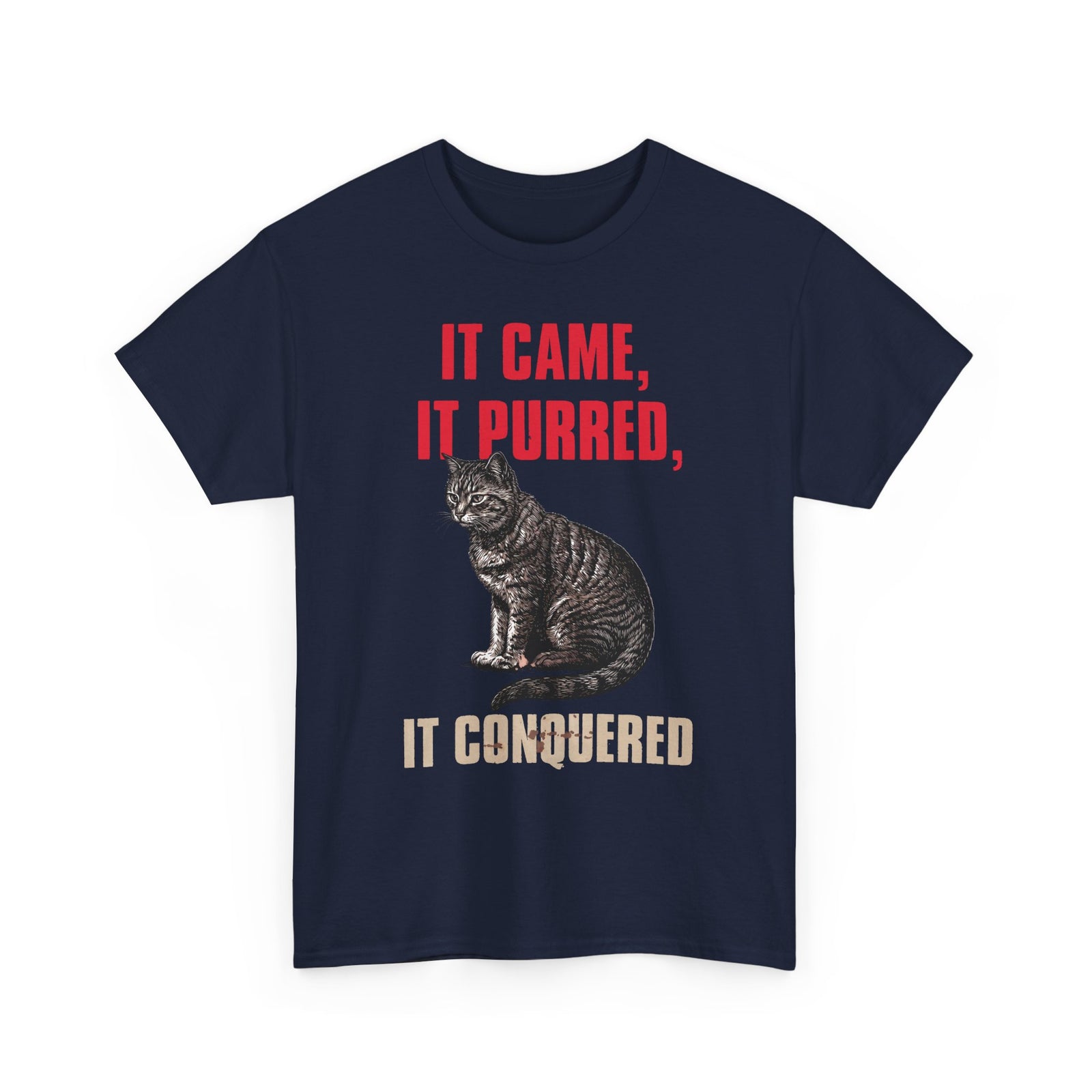 It Came It Purred It Conquered T-Shirt — Funny Julius Caesar Cat Parody Tee