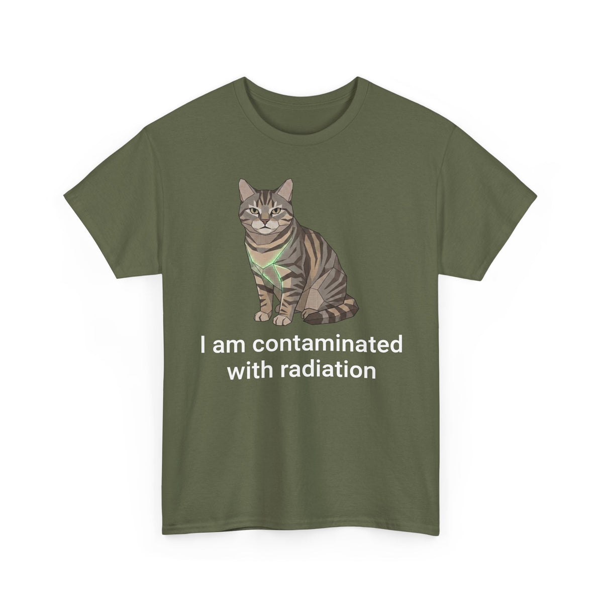 Funny Cat T-Shirt "I Am Contaminated with Radiation" Humorous Retro Radioactive Tee
