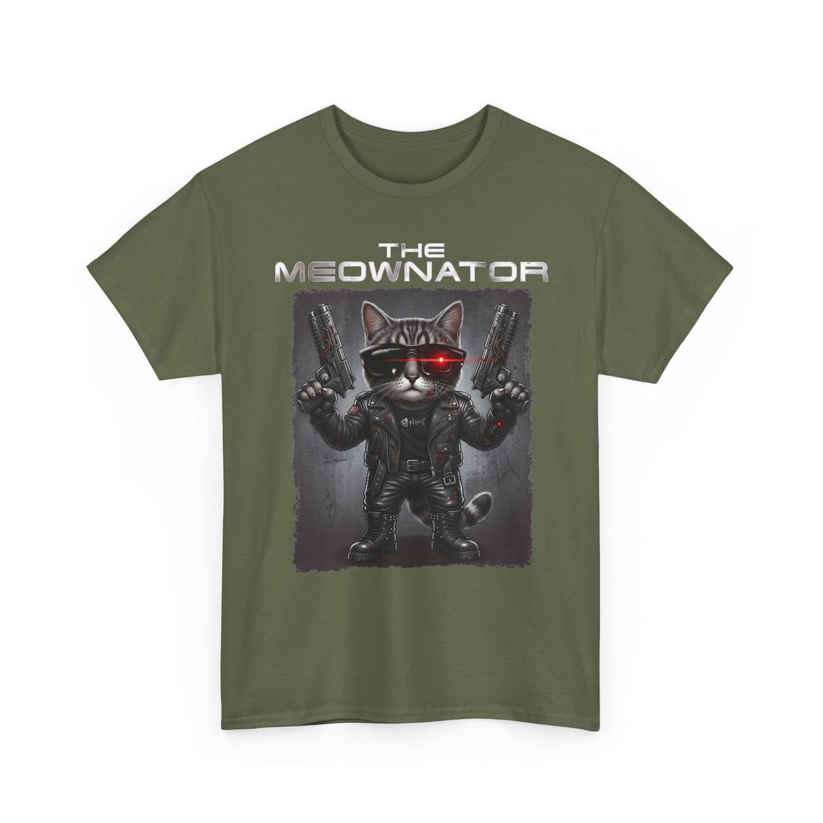 The Meownator T-Shirt — Funny Sci-Fi Cyborg Cat Parody Tee