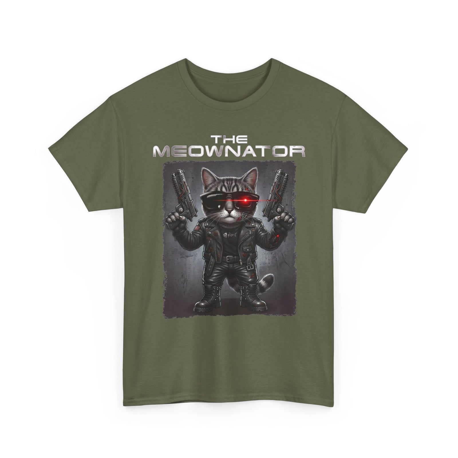 The Meownator T-Shirt — Funny Sci-Fi Cyborg Cat Parody Tee