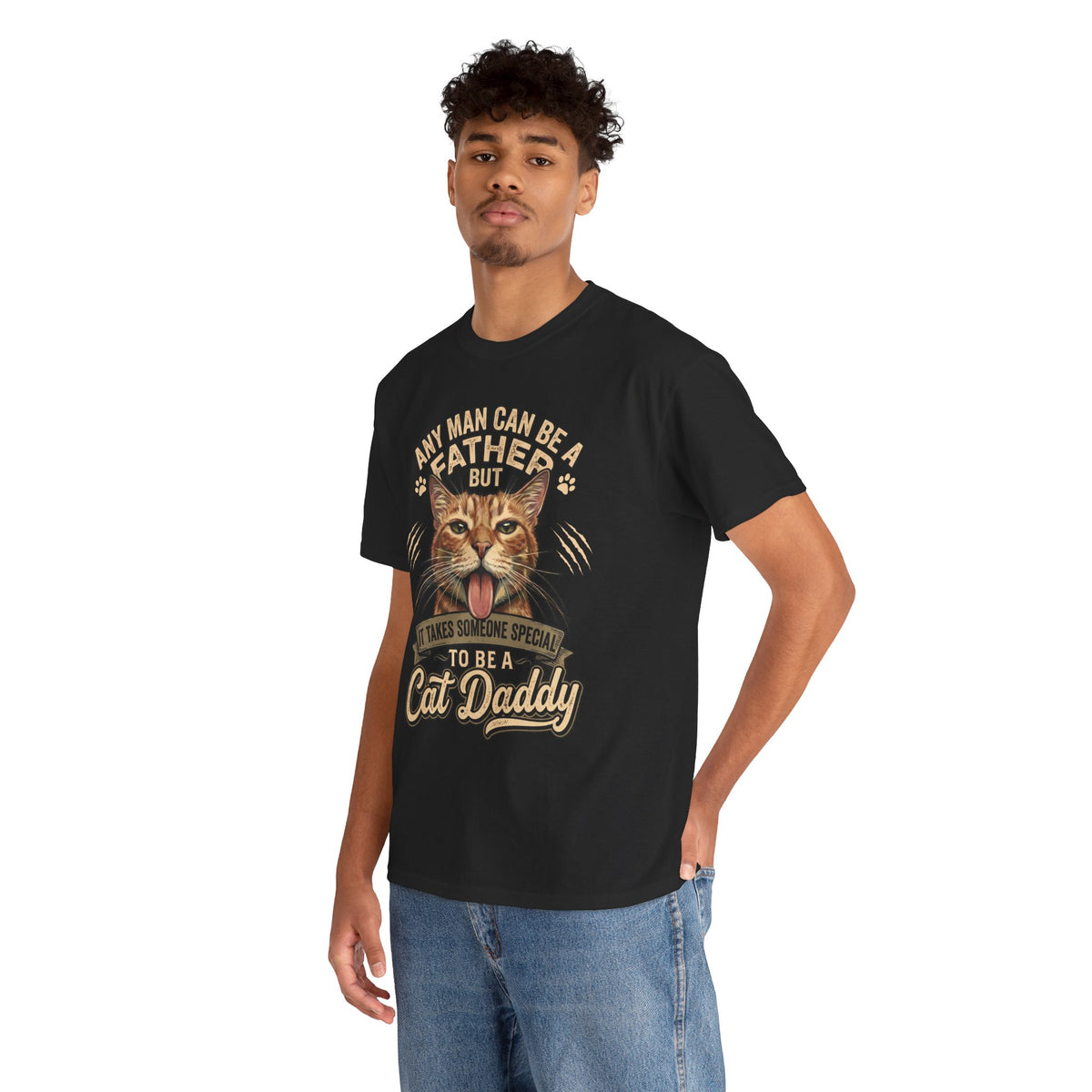 Cat Daddy Father's Day T-Shirt — Funny Orange Tabby Blep Graphic Tee