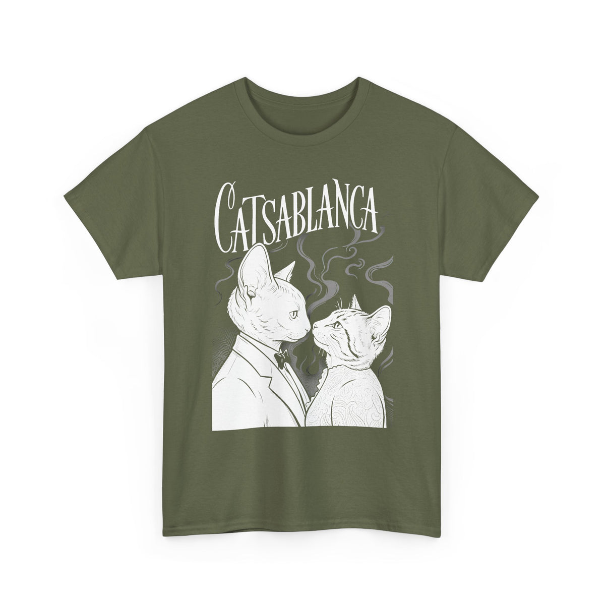 Catsablanca Graphic Tee — Retro Noir Cat Movie Parody T-Shirt
