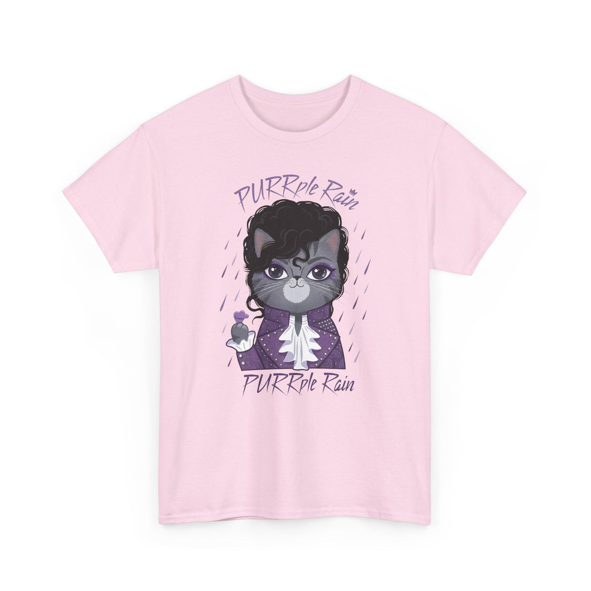 Purrple Rain Cat Parody T-Shirt — Cute Cat 'Purrple Rain' Graphic Tee