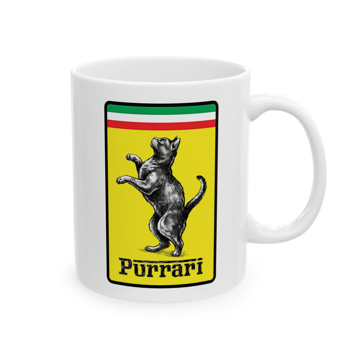 Purrari Mug — Cat Racing Graphic Ceramic Mug