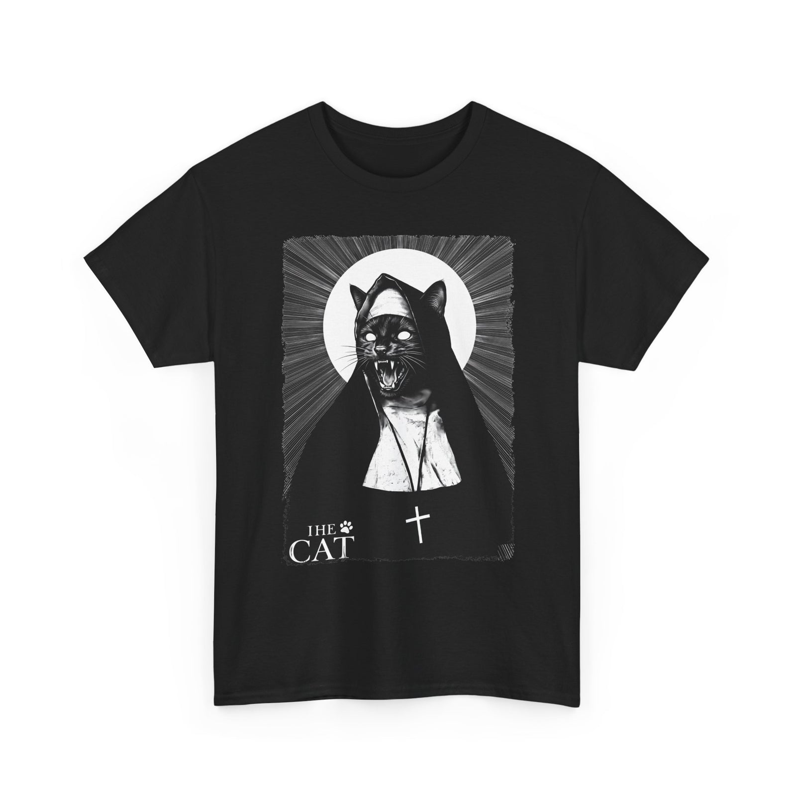 The Cat Horror Movie Parody T-Shirt — Creepy Nun Black Cat Tee