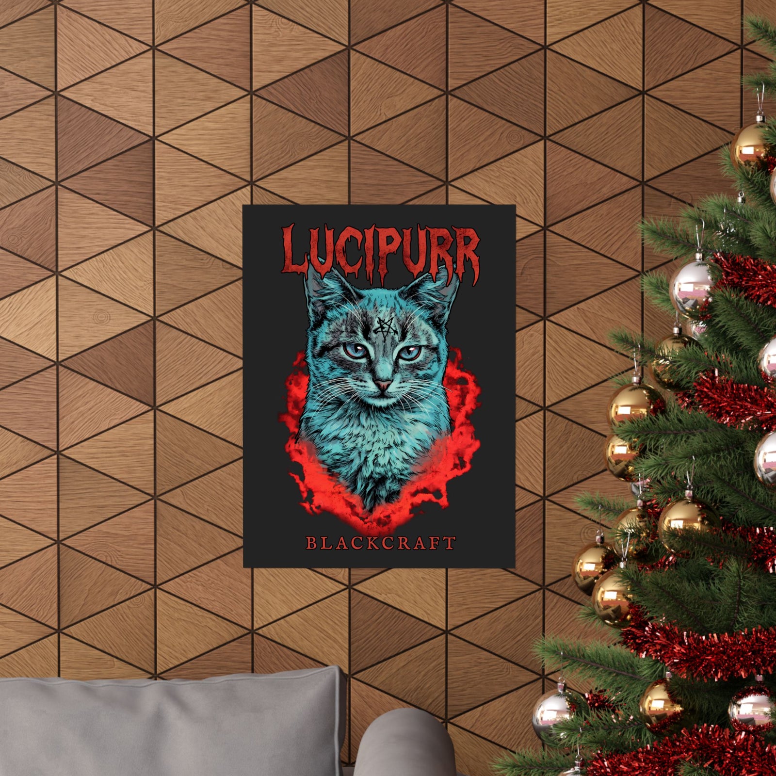 Lucipurr Blackcraft Poster — Edgy Heavy Metal Satanic Cat Graphic Poster