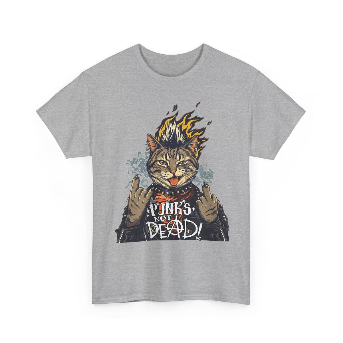Punks Not Dead Cat T-Shirt — Funny Rebel Punk Rock Tabby Tee