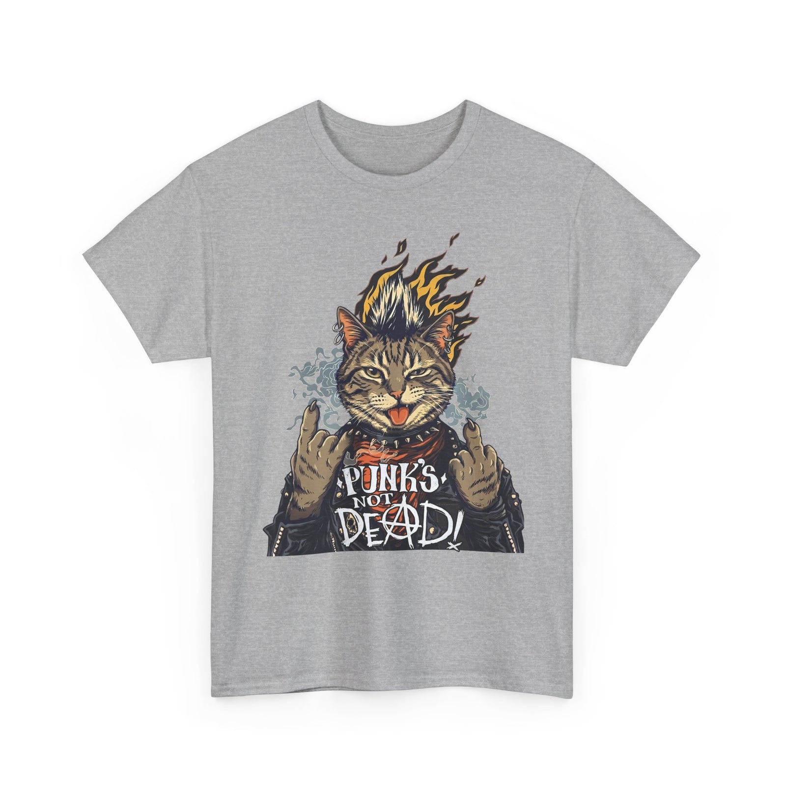 Punks Not Dead Cat T-Shirt — Funny Rebel Punk Rock Tabby Tee