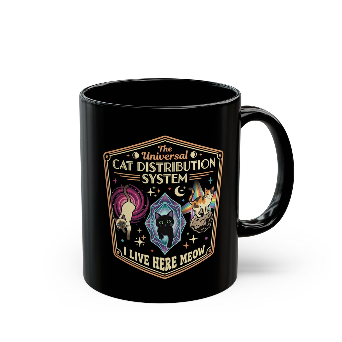 The Universal CAT DISTRIBUTION SYSTEM Black Mug