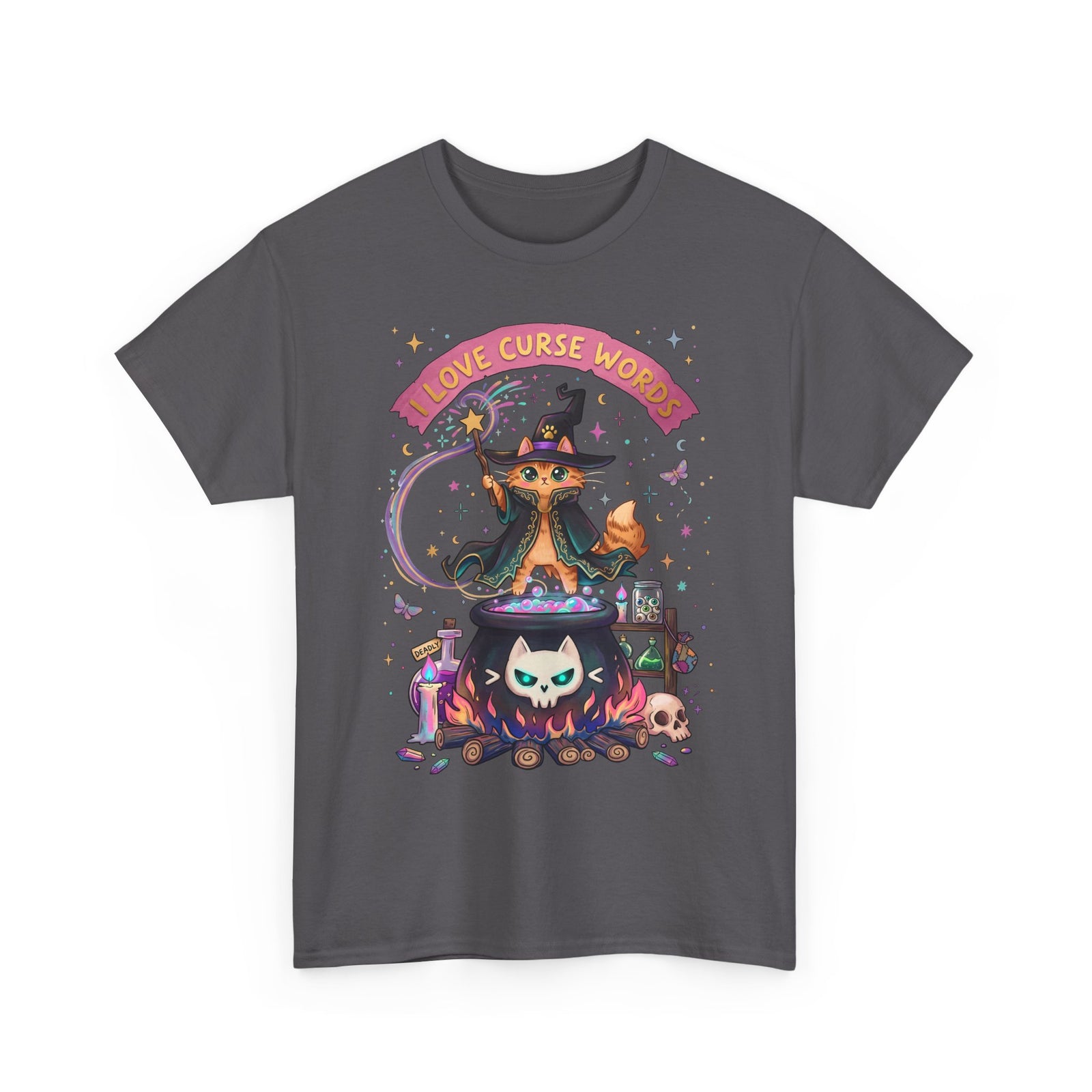 I Love Curse Words Wizard Cat T-Shirt — Cute Witchy Cauldron Tee