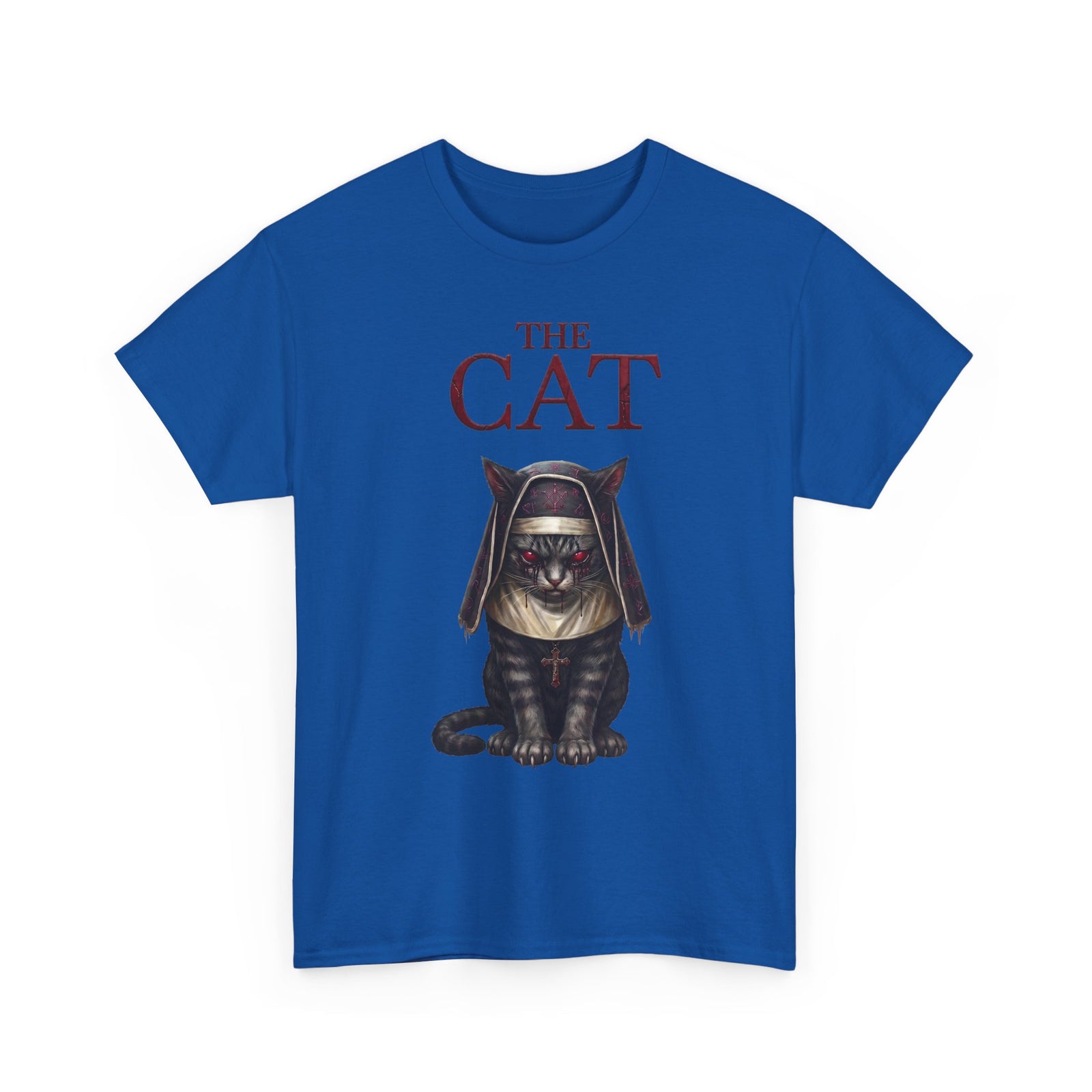 The Cat Horror Movie Parody T-Shirt — Demonic Nun Tabby Cat Tee