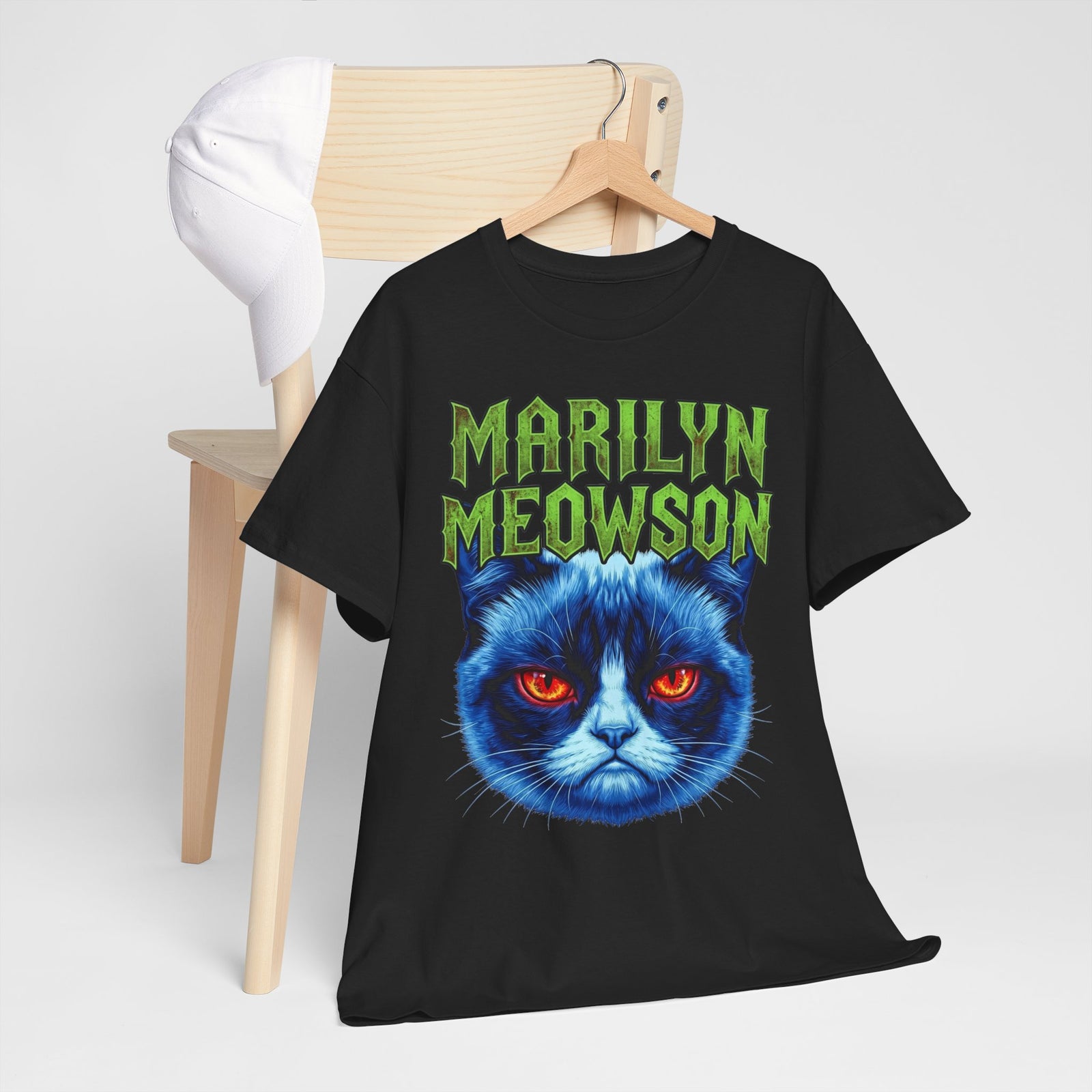 Marilyn Meowson Cat Band Tee — Retro Neon Gothic Graphic T-Shirt