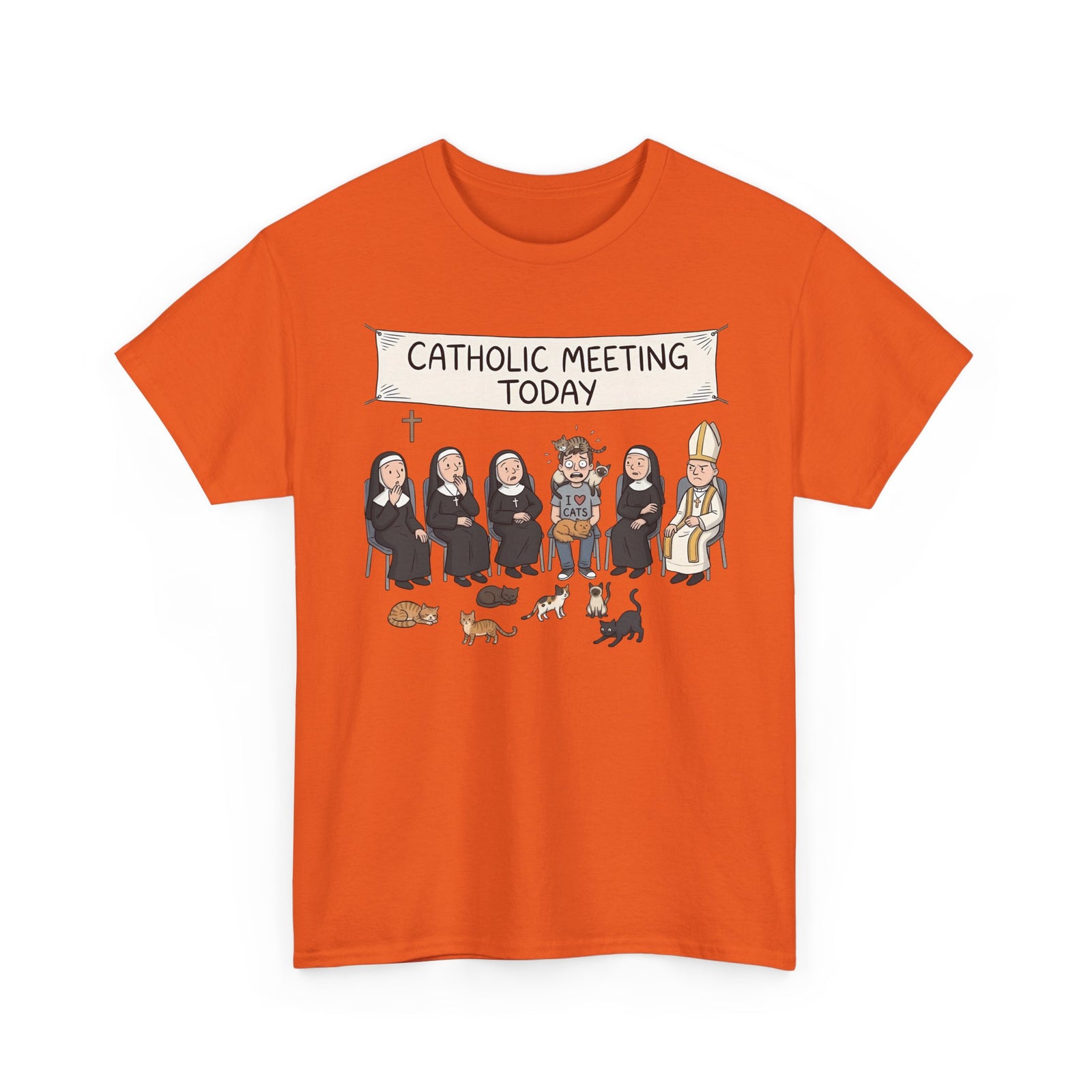 Catholic Meeting Today Funny Cat Lovers T-Shirt