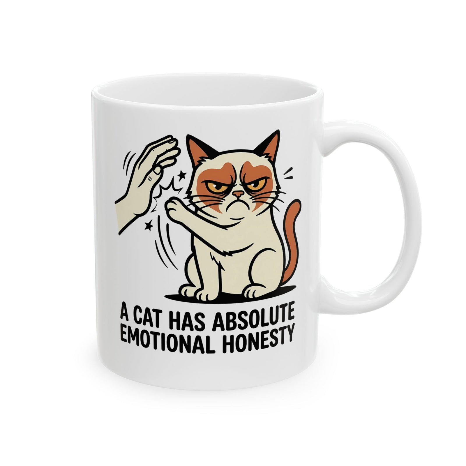 Funny Angry Cat Slap Ceramic Mug