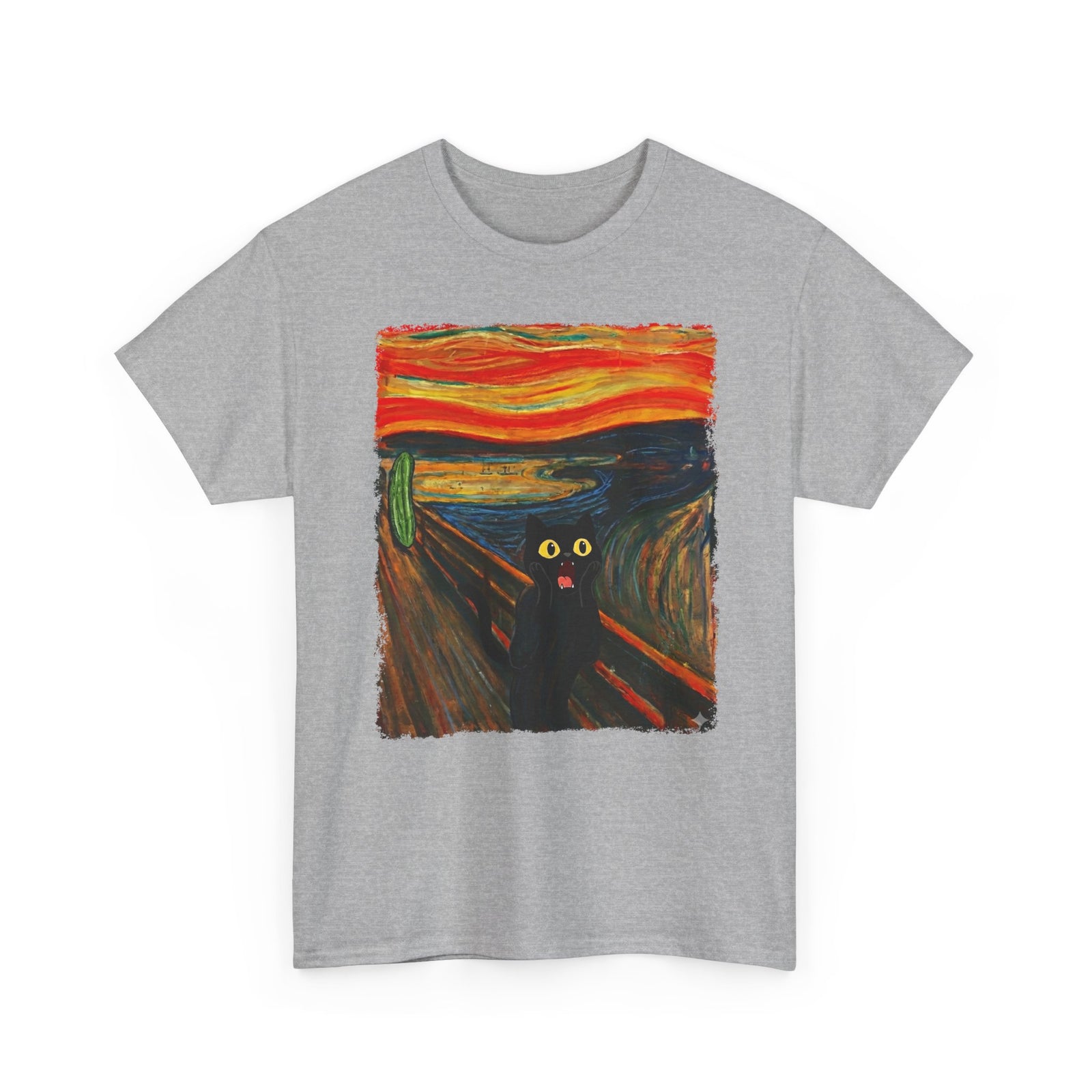 Black Cat Scream T-Shirt — Cats Scared by Cucumbers Graphic Tee