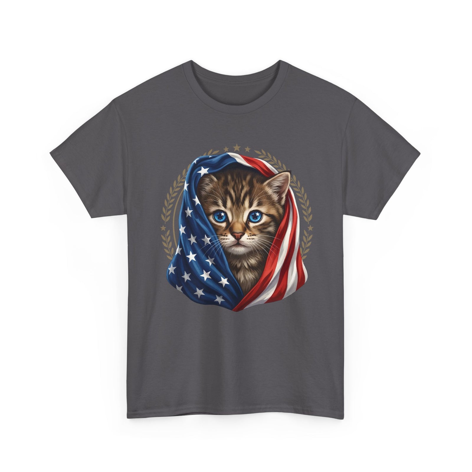 Patriotic American Flag Cat T-Shirt Cute Kitten USA Pride