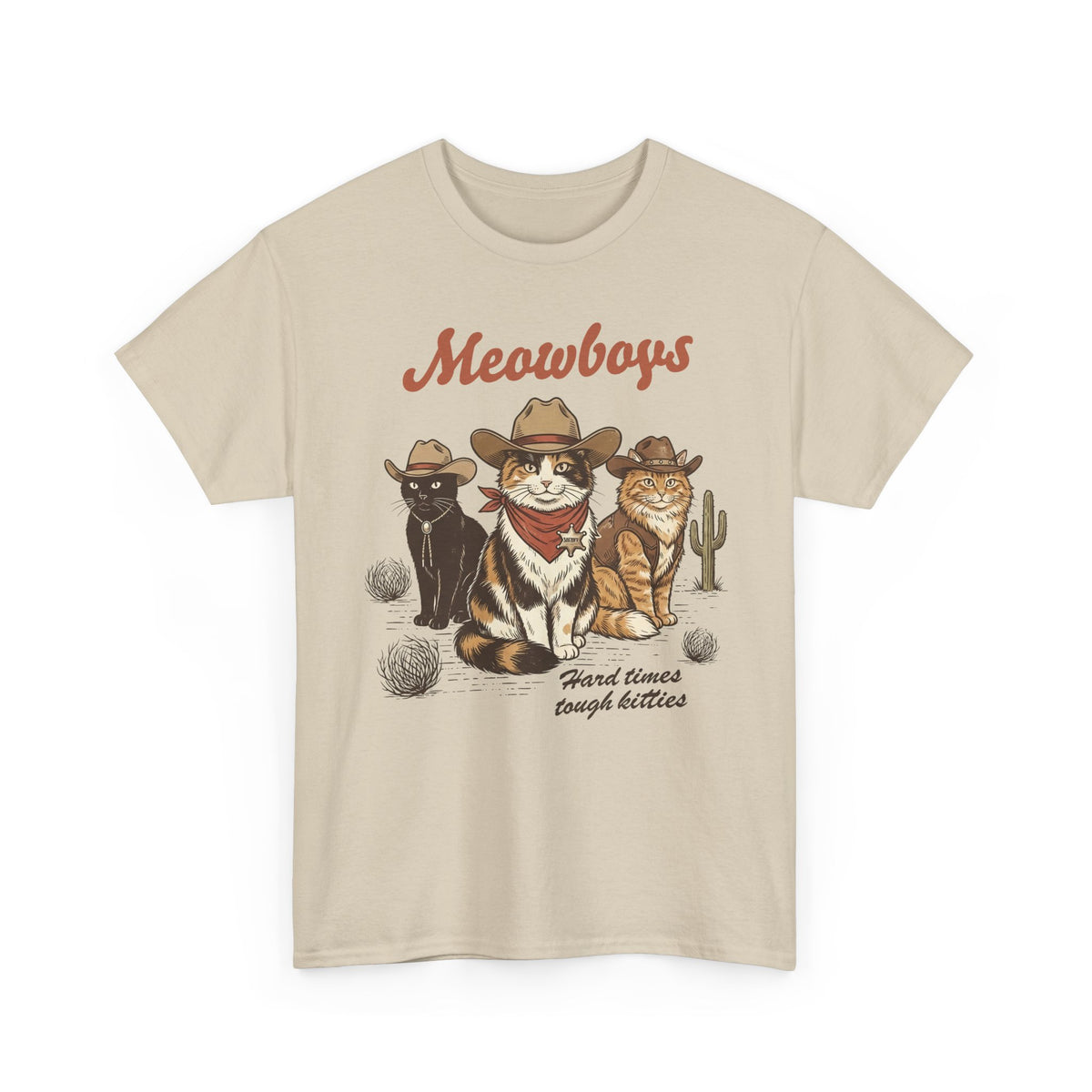 Meowboys Cat Cowboy T-Shirt — Funny Western Cat Tee for Cat Lovers