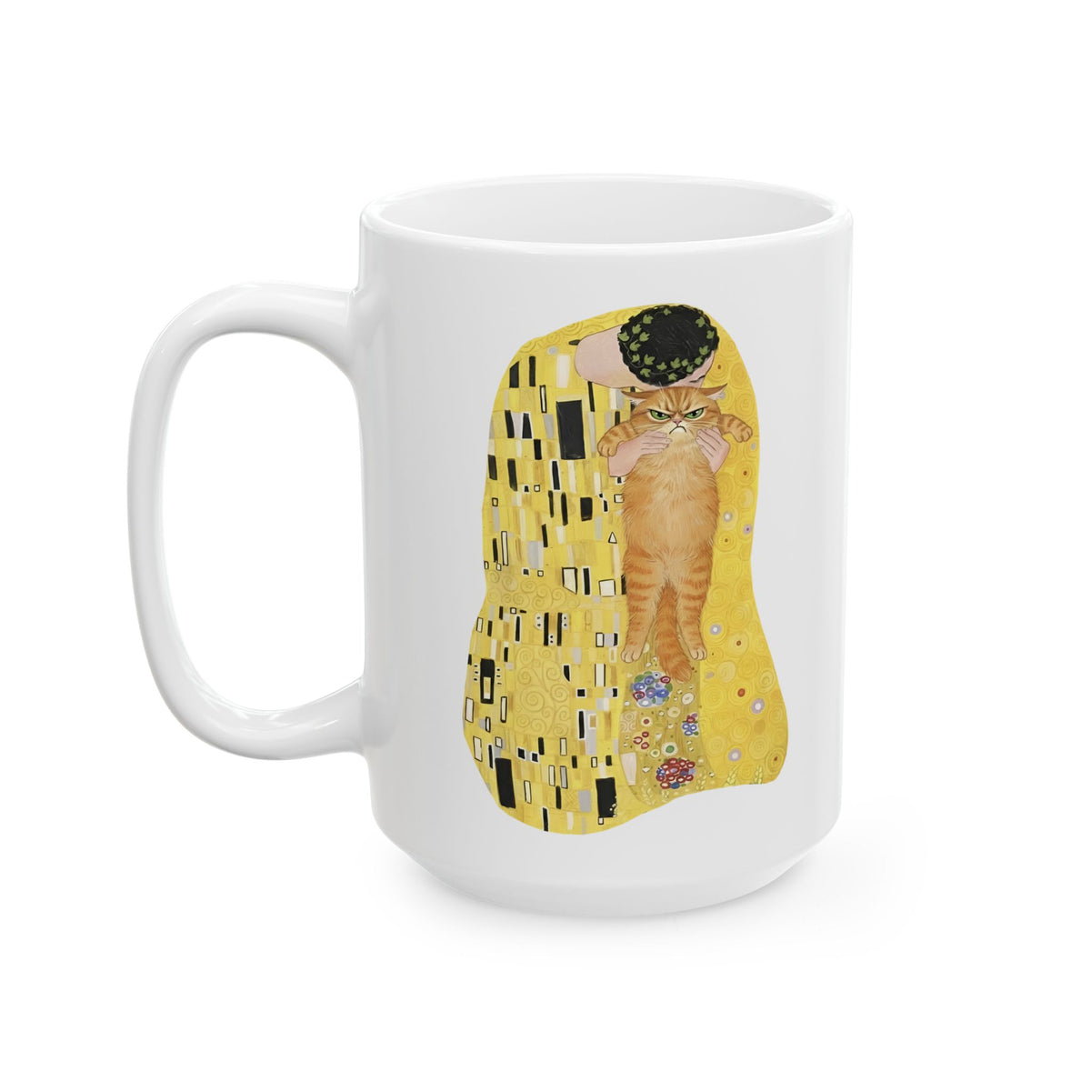Cat & The Kiss Ceramic Mug — Romantic Cat Illustration Mug