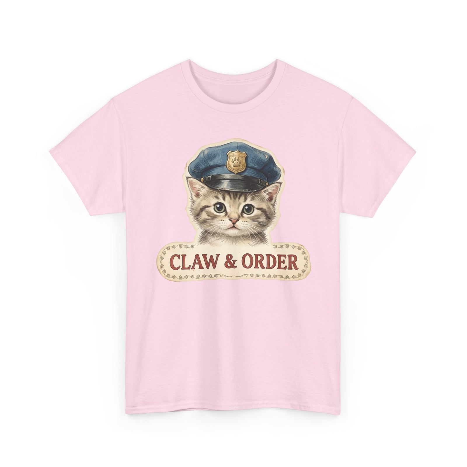 Claw and Order Cat T-Shirt — Funny Cat Crime Pun Tee