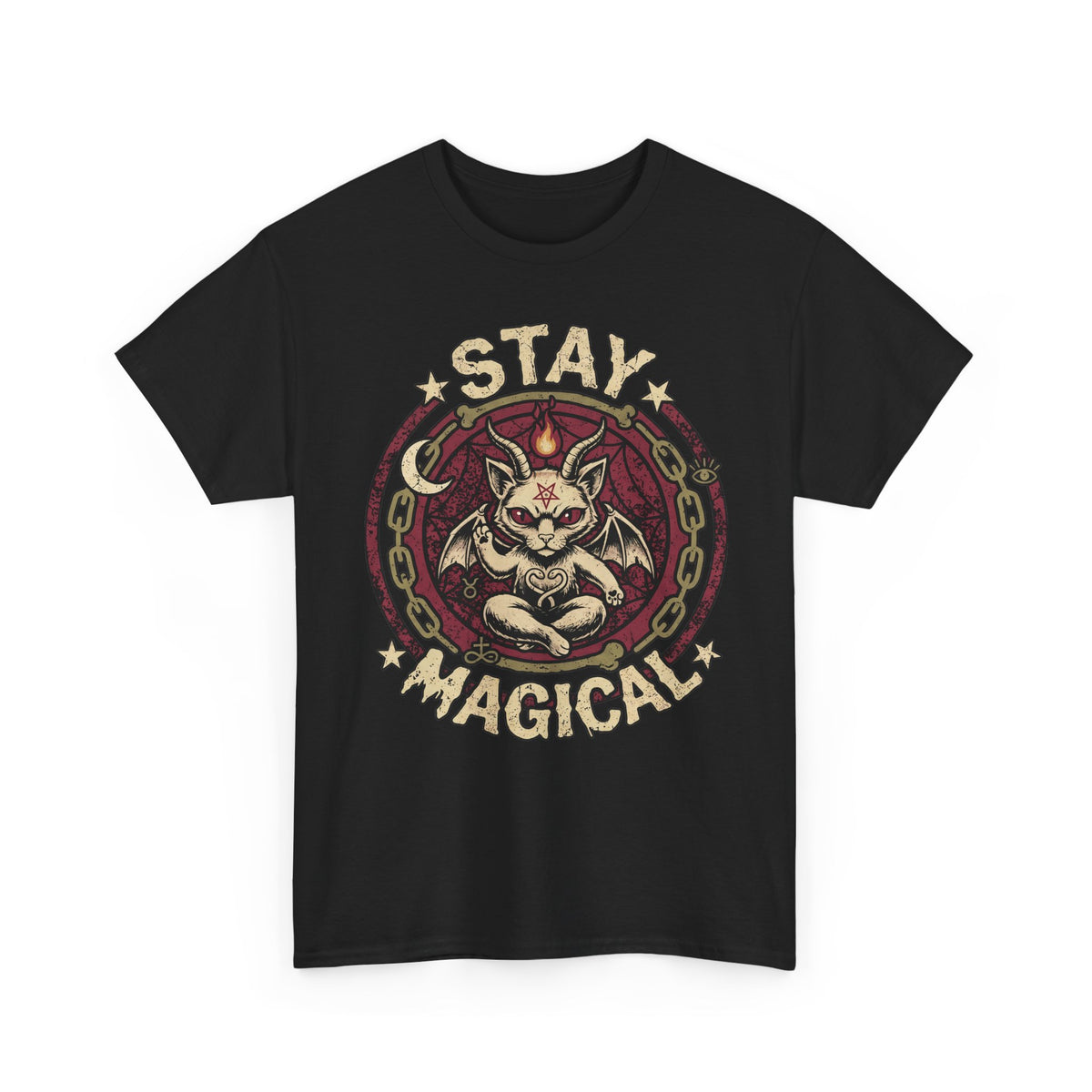 Stay Magical Baphomet Cat — Occult Gothic Aesthetic Graphic Art