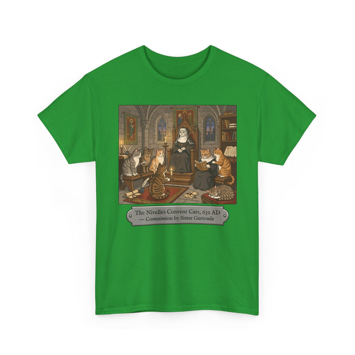 Nivelles Convent Cats T-Shirt — Vintage-Inspired Cat Illustration Tee