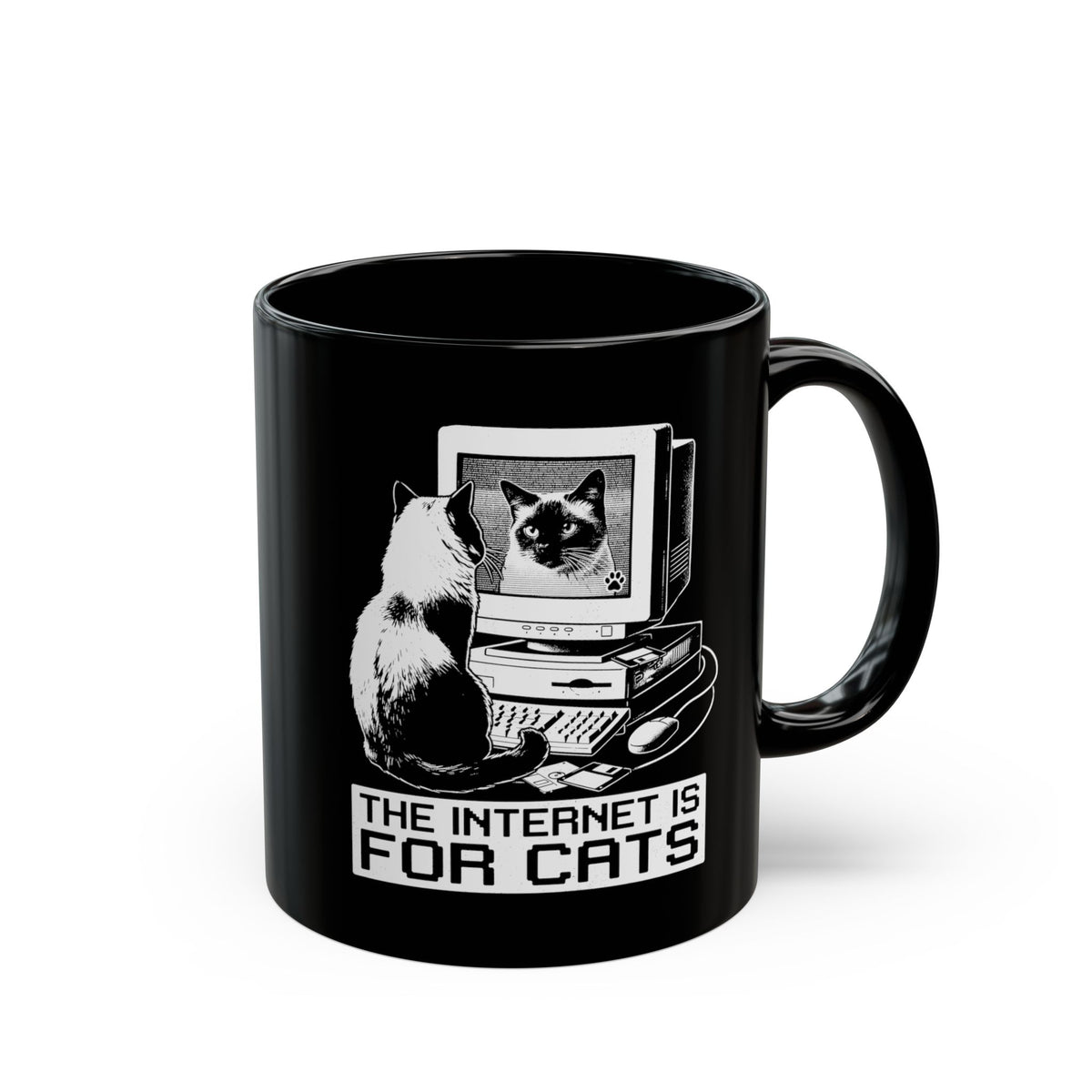 The Internet Is For Cats Black Mug